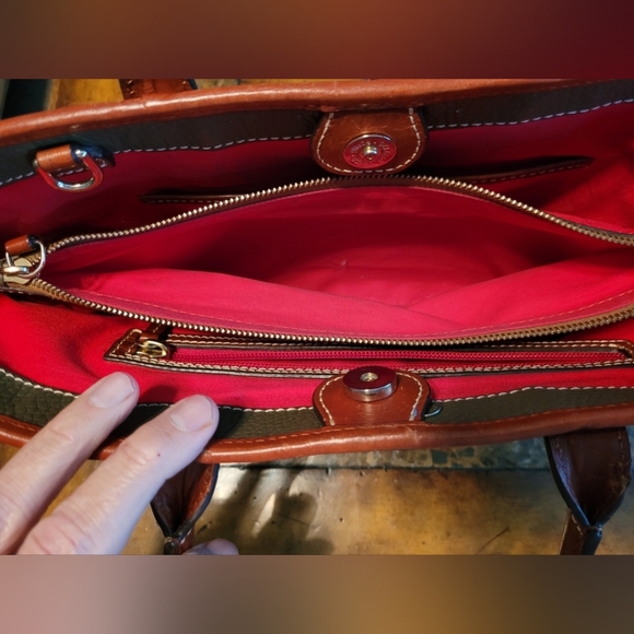 Dooney & Bourke Gray and Red Leather Tote Bag - Picture 10 of 14